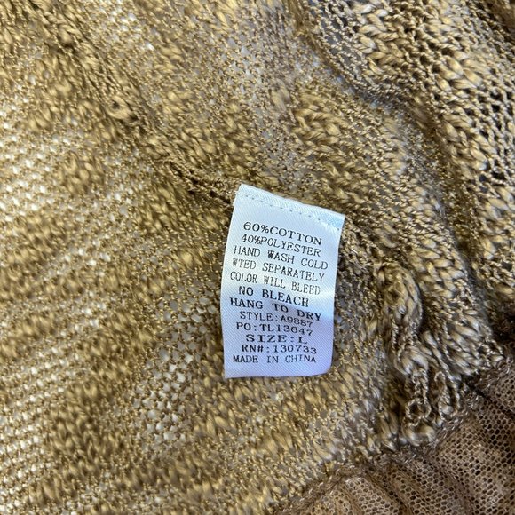 Umgee Womens L Cardigan Sweater Brown Long Sleeve Open Front Knit Layered Lace - Picture 8 of 15